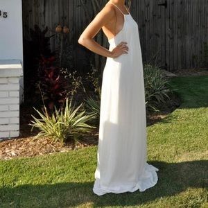 White Zara Column Silky Maxi Dress